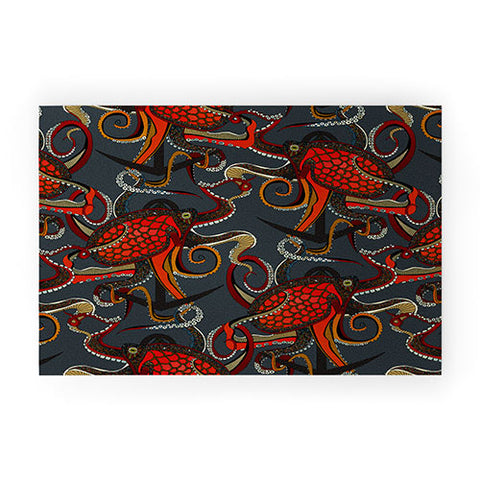 Sharon Turner octopus ink gunmetal Welcome Mat