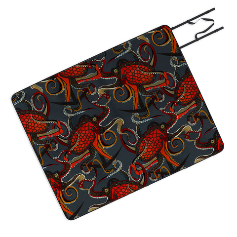 Sharon Turner octopus ink gunmetal Picnic Blanket