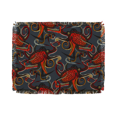 Sharon Turner octopus ink gunmetal Throw Blanket
