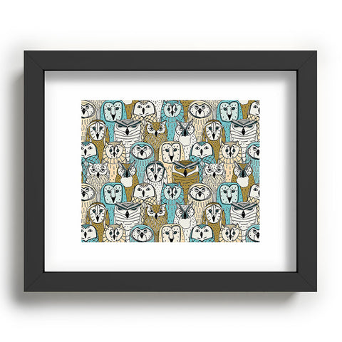 Sharon Turner owls limited gold blue Recessed Framing Rectangle