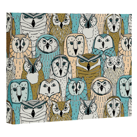 Sharon Turner owls limited gold blue Art Canvas