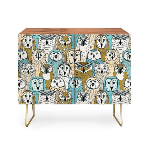Sharon Turner owls limited gold blue Credenza
