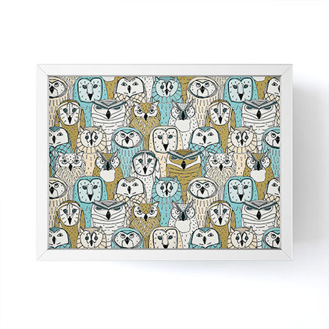 Sharon Turner owls limited gold blue Framed Mini Art Print