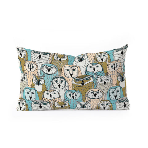 Sharon Turner owls limited gold blue Oblong Throw Pillow
