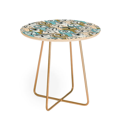 Sharon Turner owls limited gold blue Round Side Table