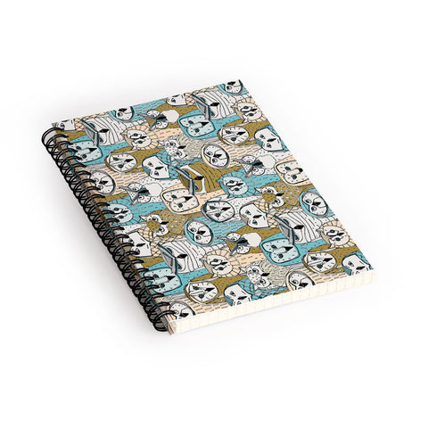 Sharon Turner owls limited gold blue Spiral Notebook