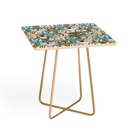 Sharon Turner owls limited gold blue Side Table