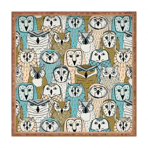 Sharon Turner owls limited gold blue Square Tray