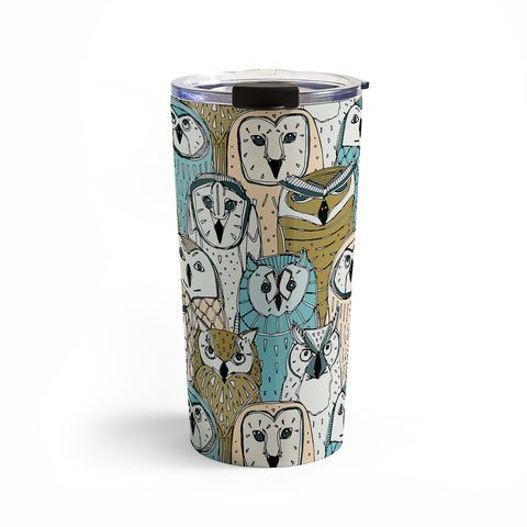 Sharon Turner owls limited gold blue Travel Mug