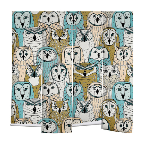 Sharon Turner owls limited gold blue Wall Mural