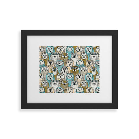 Sharon Turner owls limited gold blue Framed Art Print