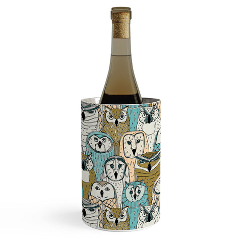 Sharon Turner owls limited gold blue Wine Chiller