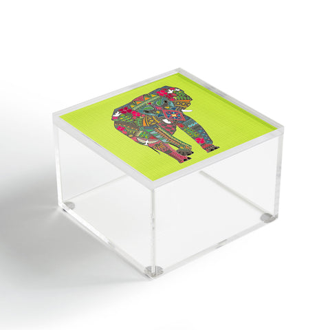Sharon Turner Painted Elephant Chartreuse Acrylic Box