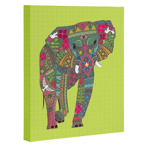 Sharon Turner Painted Elephant Chartreuse Art Canvas