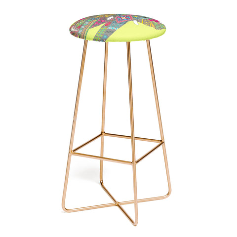 Sharon Turner Painted Elephant Chartreuse Bar Stool