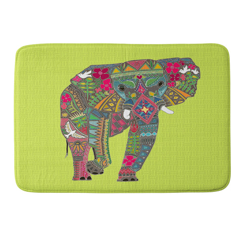 Sharon Turner Painted Elephant Chartreuse Memory Foam Bath Mat