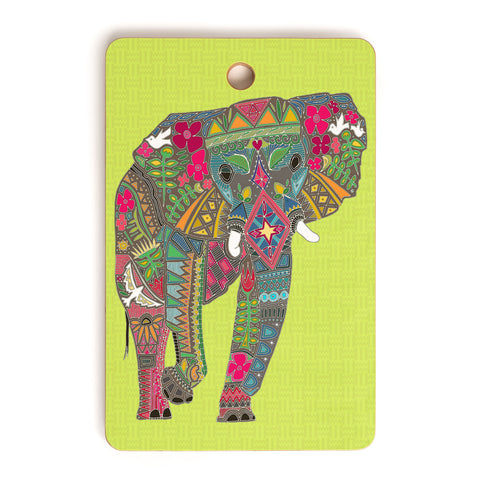 Sharon Turner Painted Elephant Chartreuse Cutting Board Rectangle