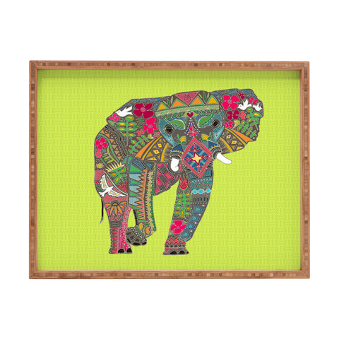 Sharon Turner Painted Elephant Chartreuse Rectangular Tray