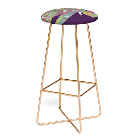 Sharon Turner Painted Elephant Purple Bar Stool