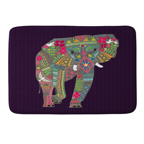 Sharon Turner Painted Elephant Purple Memory Foam Bath Mat
