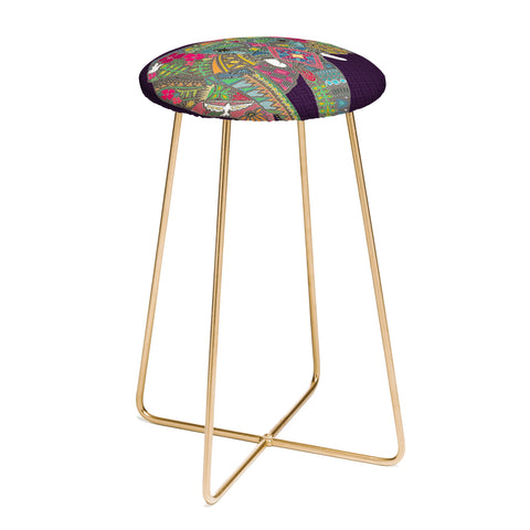 Sharon Turner Painted Elephant Purple Counter Stool