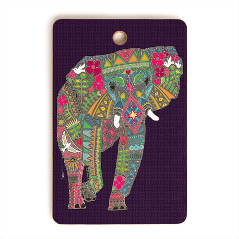 Sharon Turner Painted Elephant Purple Cutting Board Rectangle