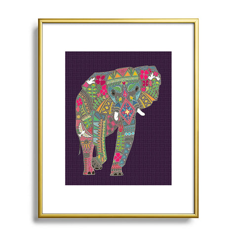 Sharon Turner Painted Elephant Purple Metal Framed Art Print