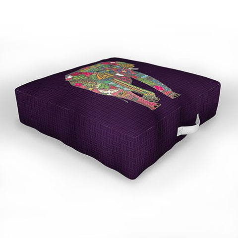 Sharon Turner Painted Elephant Purple Outdoor Floor Cushion