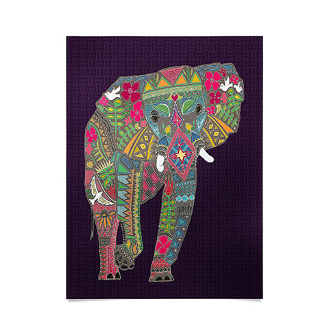 Sharon Turner Painted Elephant Purple Poster