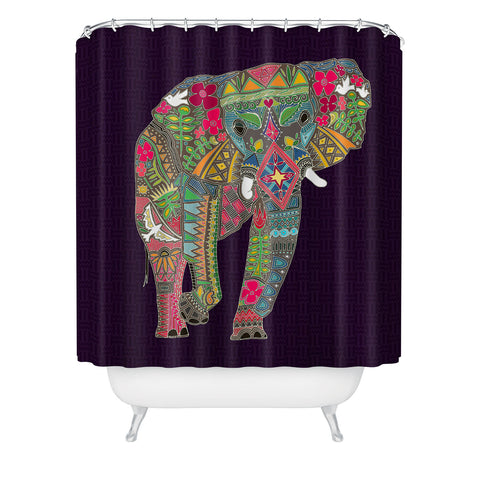 Sharon Turner Painted Elephant Purple Shower Curtain