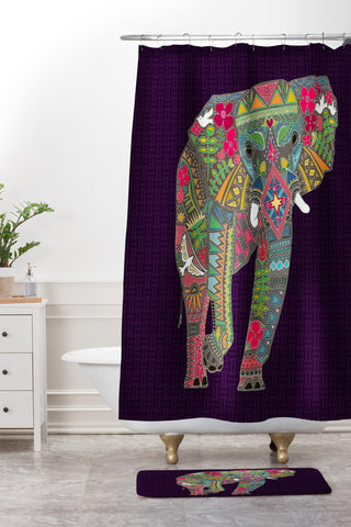 Sharon Turner Painted Elephant Purple Shower Curtain And Mat