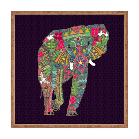 Sharon Turner Painted Elephant Purple Square Tray