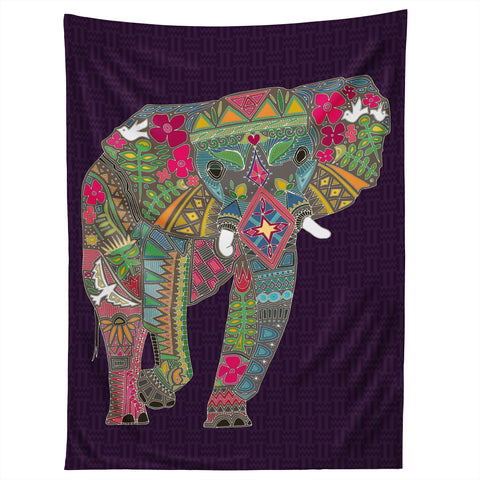Sharon Turner Painted Elephant Purple Tapestry