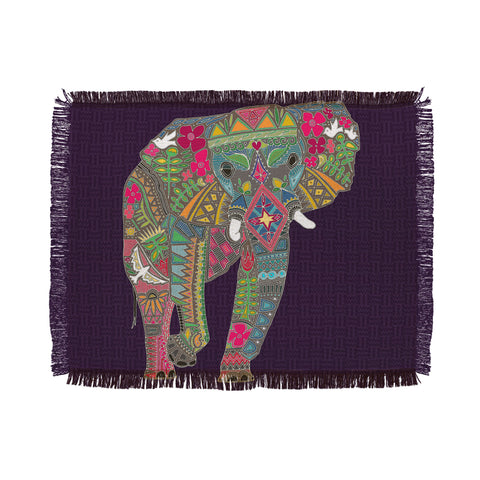 Sharon Turner Painted Elephant Purple Throw Blanket