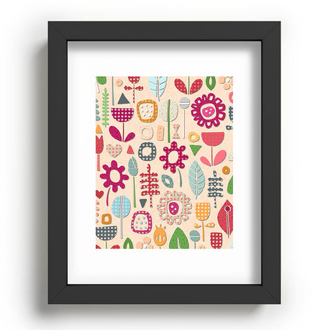 Sharon Turner paper cut flowers peach Recessed Framing Rectangle