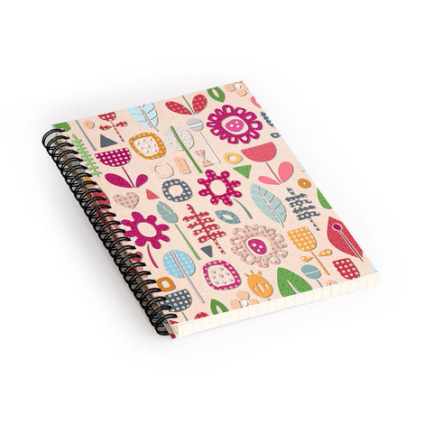 Sharon Turner paper cut flowers peach Spiral Notebook