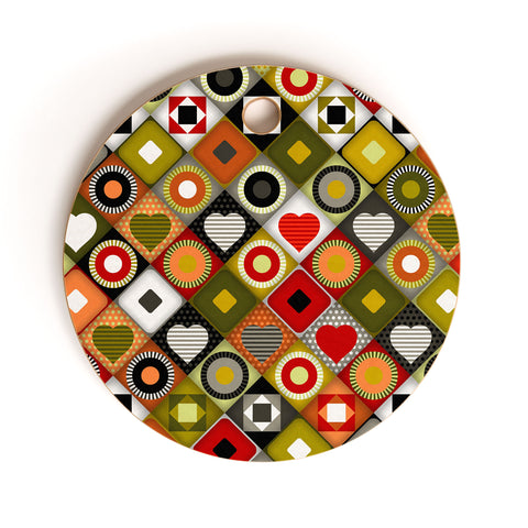 Sharon Turner parava festive diamond Cutting Board Round