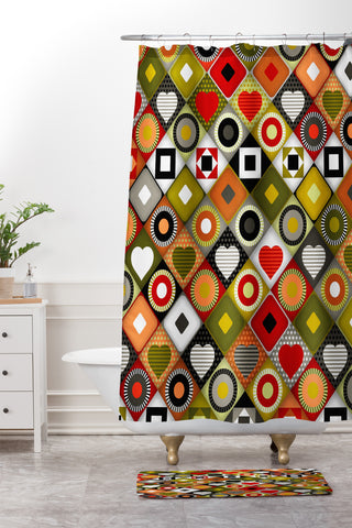 Sharon Turner parava festive diamond Shower Curtain And Mat
