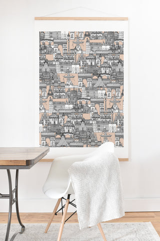 Sharon Turner Paris toile sugar pink Art Print And Hanger