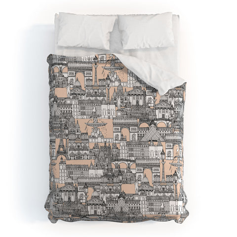 Sharon Turner Paris toile sugar pink Duvet Cover