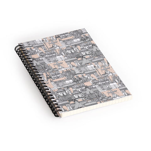 Sharon Turner Paris toile sugar pink Spiral Notebook