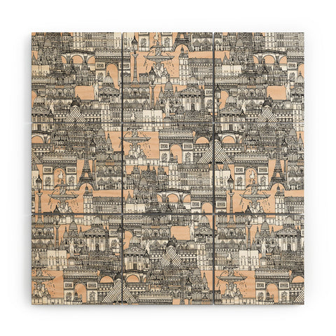 Sharon Turner Paris toile sugar pink Wood Wall Mural