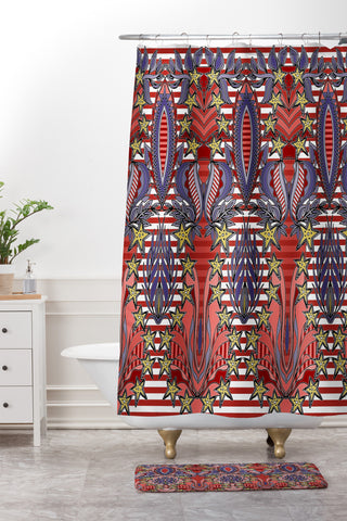 Sharon Turner Patriotic Celebration Shower Curtain And Mat
