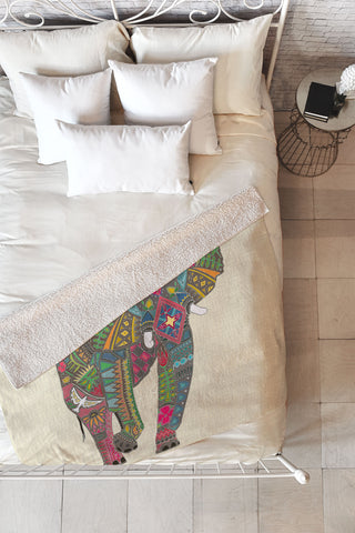Sharon Turner Peace Elephant Fleece Throw Blanket