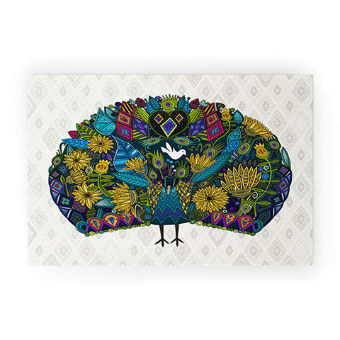 Sharon Turner Peacock Garden Welcome Mat