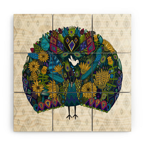 Sharon Turner Peacock Garden Wood Wall Mural