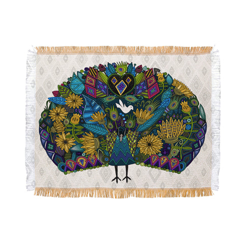 Sharon Turner Peacock Garden Throw Blanket