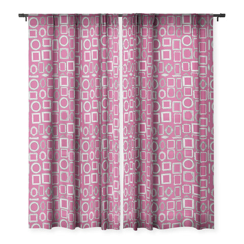 Sharon Turner picture frames fuchsia Sheer Window Curtain