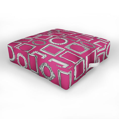 Sharon Turner picture frames fuchsia Outdoor Floor Cushion