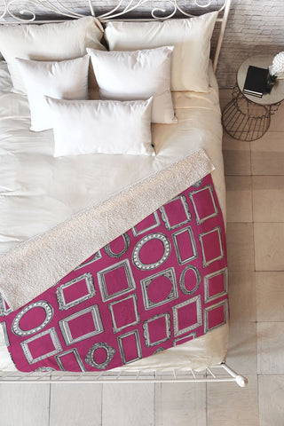 Sharon Turner picture frames fuchsia Fleece Throw Blanket